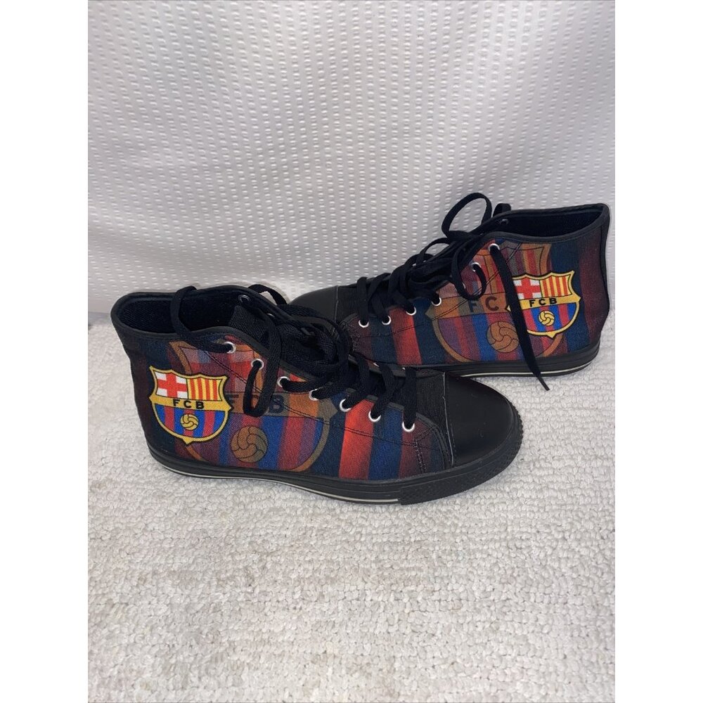 FCBARCELONA Football Team Canvas Colorful Sneakers Mid Rise Size 10 Men - Picture 4 of 6